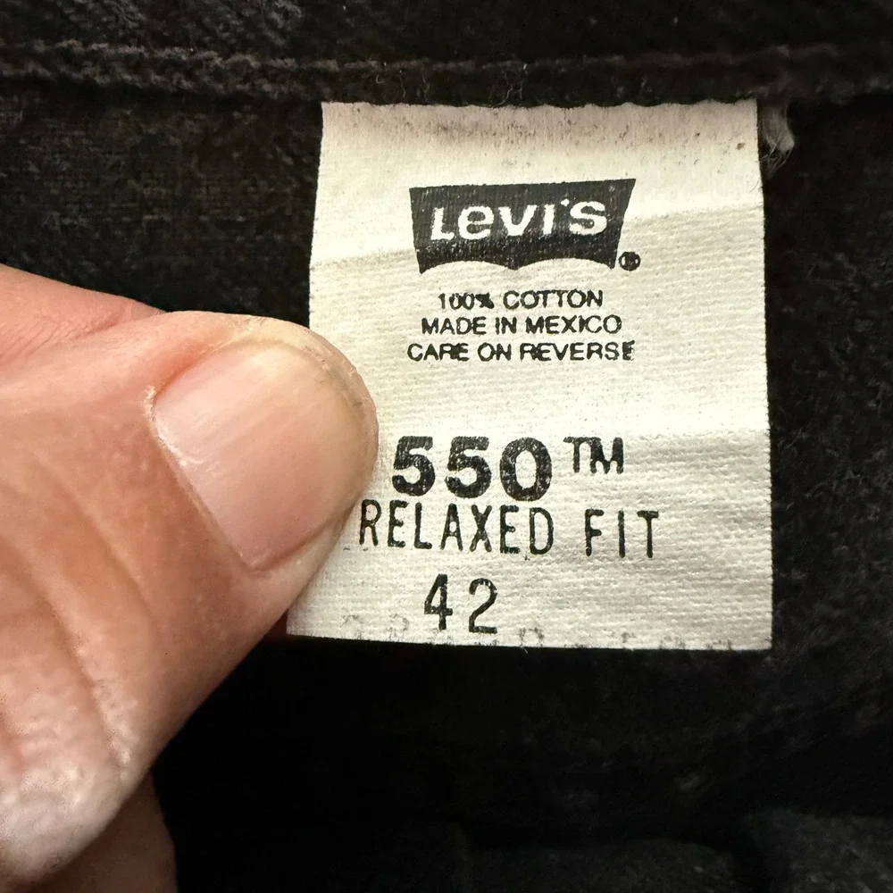 Y2K VTG Levis 550 Relaxed Fit Mens Denim Shorts Faded Black 42 35550-1865 Mexico